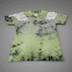 Affliction Live Fast Men's Large Green & Gray/Black Short Sleeve T-Shirt